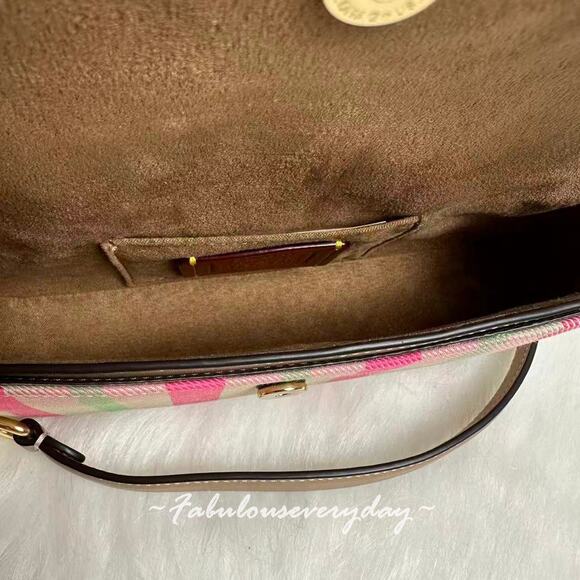 Coach Hailey Flap Shoulder Crossbody Bag With Plaid Print In Pink CBI56 NWT - Picture 9 of 10